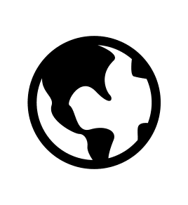Black and white icon of globe